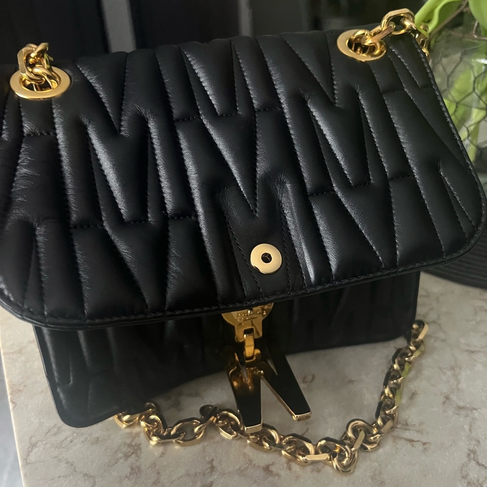 Moschino Black Quilted Shoulder Bag with Gold Accents - Picture 3 of 4